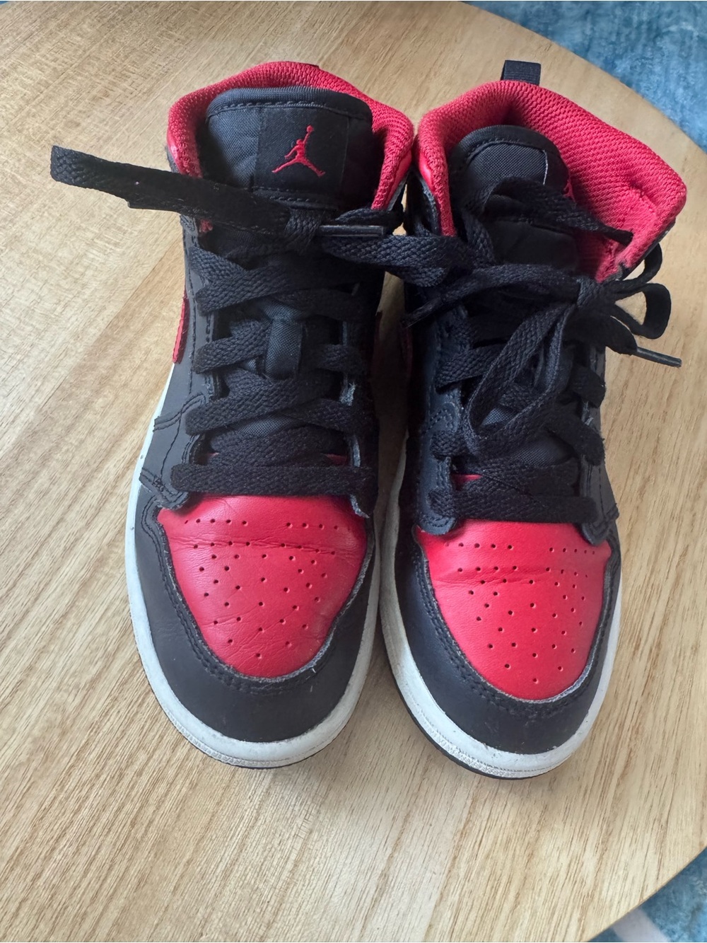 Jordan 1 Kids Red and Black High-Top Sneakers
